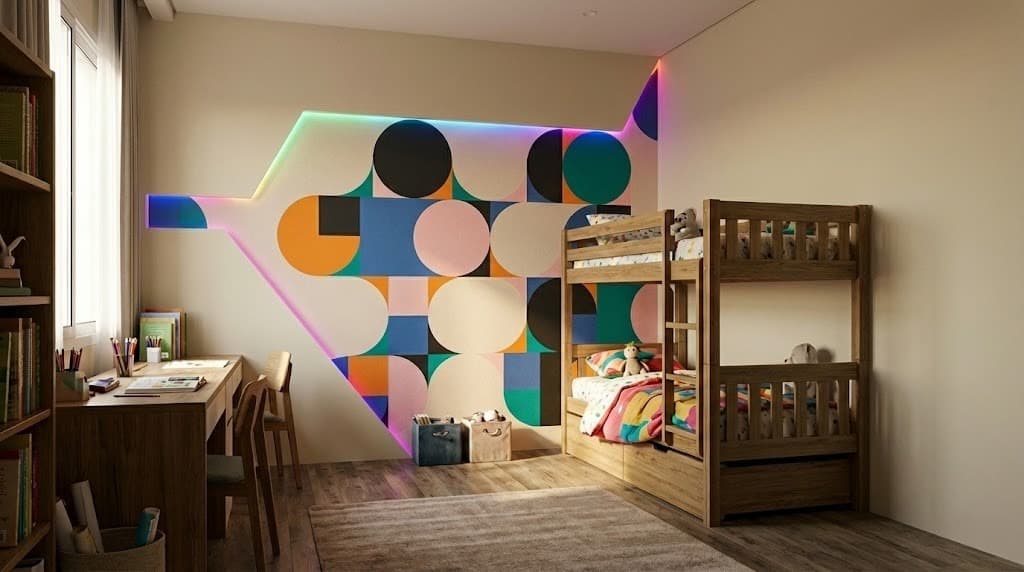 After Geometric LED Feature Wall