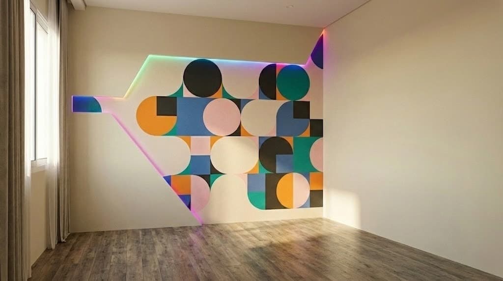 Before Geometric LED Feature Wall